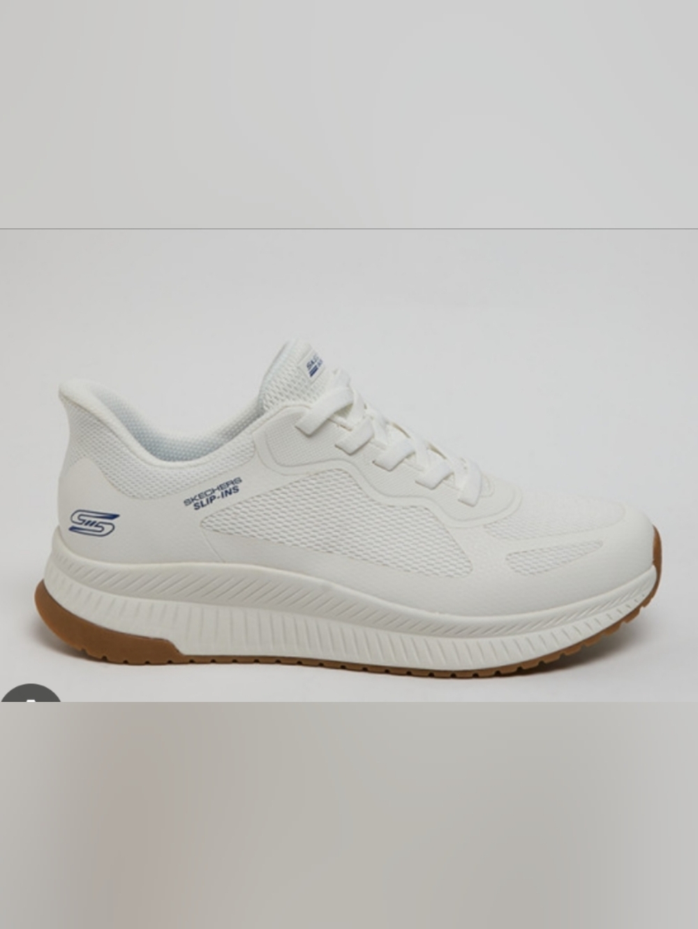 Skechers Bob's All-White Slip-In Mesh Trainer with Gum Sole